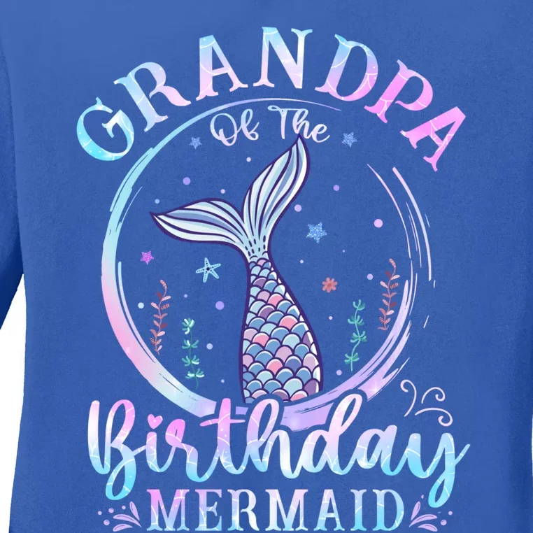 Grandpa Of The Birthday Mermaid Family Matching Party Squad Gift Ladies Long Sleeve Shirt