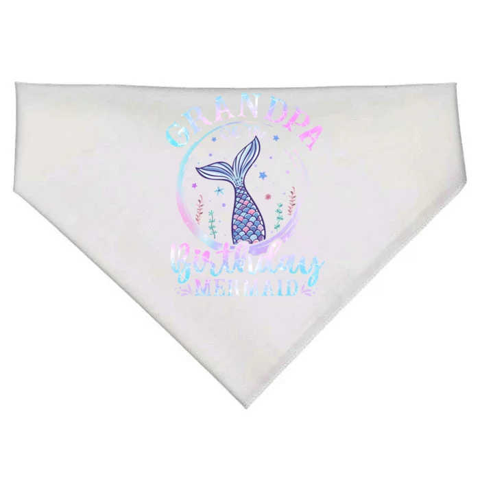 Grandpa Of The Birthday Mermaid Family Matching Party Squad Gift USA-Made Doggie Bandana