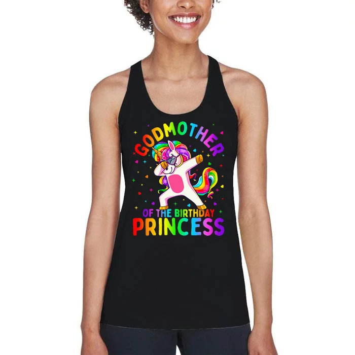 Godmother of the Birthday Princess Dabbing Unicorn Women's Racerback Tank