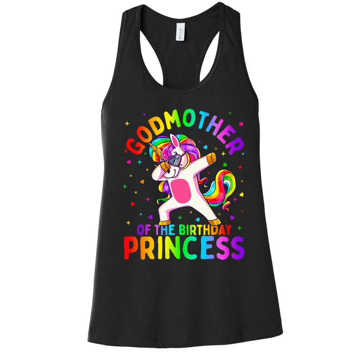 Godmother of the Birthday Princess Dabbing Unicorn Women's Racerback Tank