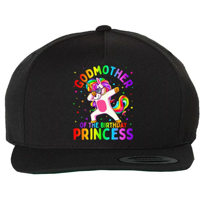 Godmother of the Birthday Princess Dabbing Unicorn Wool Snapback Cap