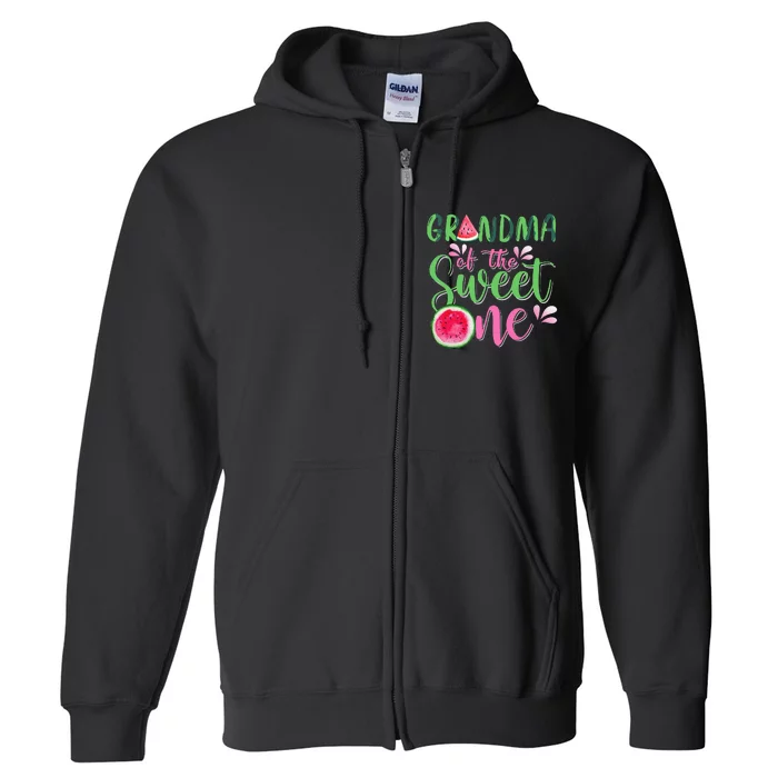 Grandma Of The Sweet One Watermelon First Birthday Family Full Zip Hoodie