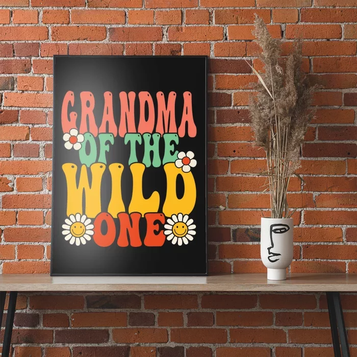 Grandma Of The Wild One Zoo Animal 1st Birthday Retro Groovy Poster