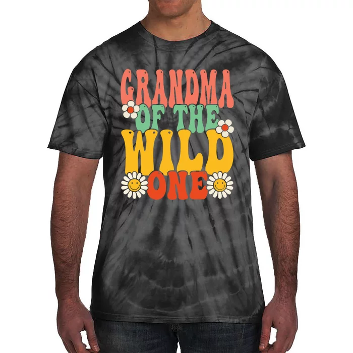 Grandma Of The Wild One Zoo Animal 1st Birthday Retro Groovy Tie-Dye T-Shirt