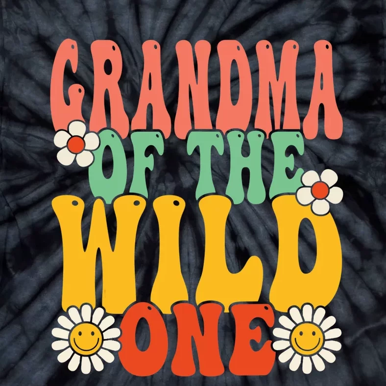 Grandma Of The Wild One Zoo Animal 1st Birthday Retro Groovy Tie-Dye T-Shirt