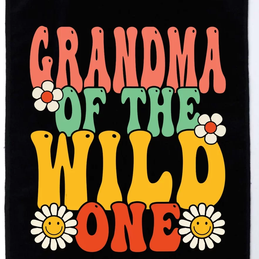 Grandma Of The Wild One Zoo Animal 1st Birthday Retro Groovy Platinum Collection Golf Towel