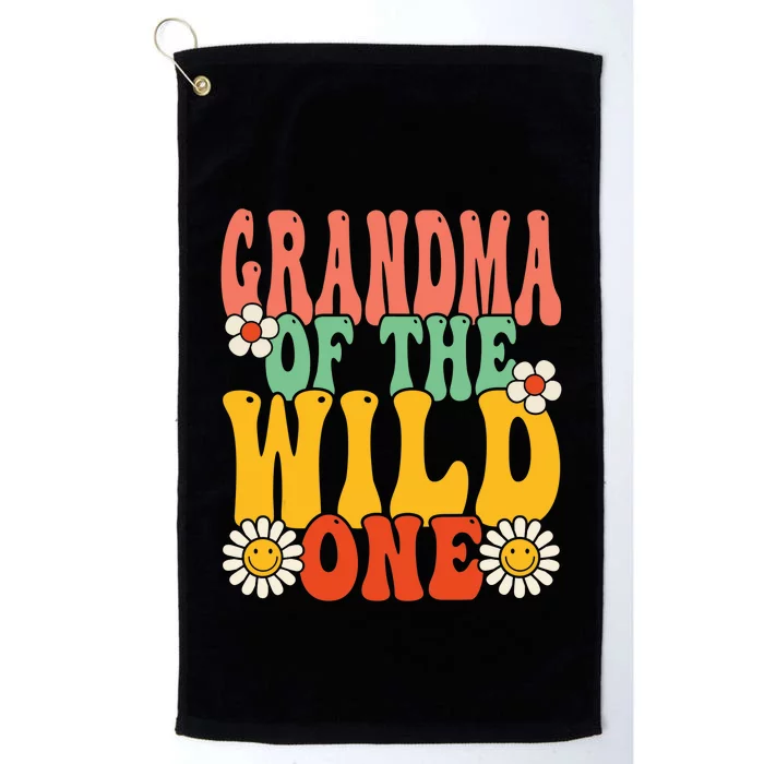 Grandma Of The Wild One Zoo Animal 1st Birthday Retro Groovy Platinum Collection Golf Towel