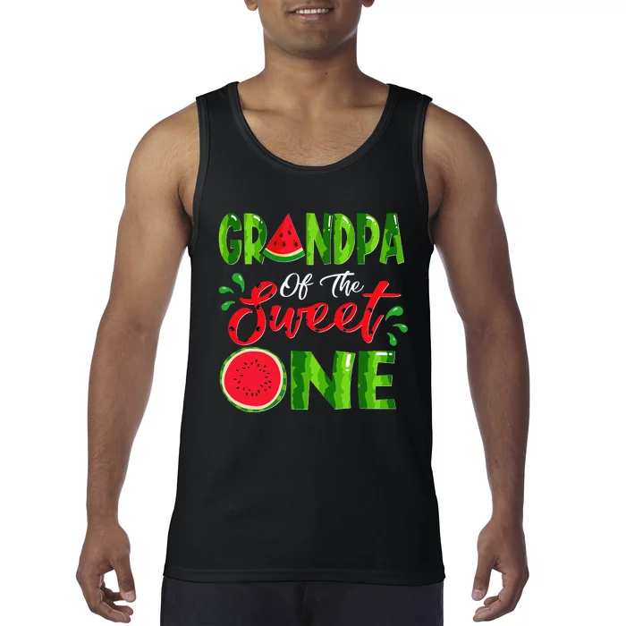 Grandpa Of The Sweet One Birthday Watermelon Matching Family Tank Top