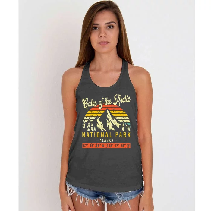 Gates Of The Arctic Vintage Retro Alaska National Park Women's Knotted Racerback Tank