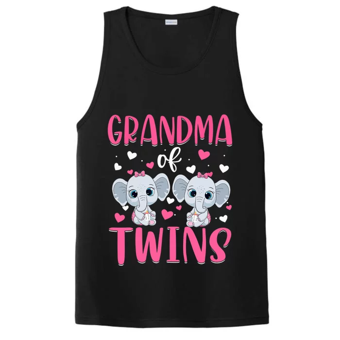 Grandma Of Twins Gender Reveal Elephant Baby Girls Shower Performance Tank