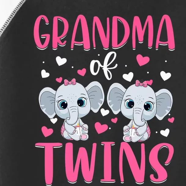 Grandma Of Twins Gender Reveal Elephant Baby Girls Shower Toddler Fine Jersey T-Shirt