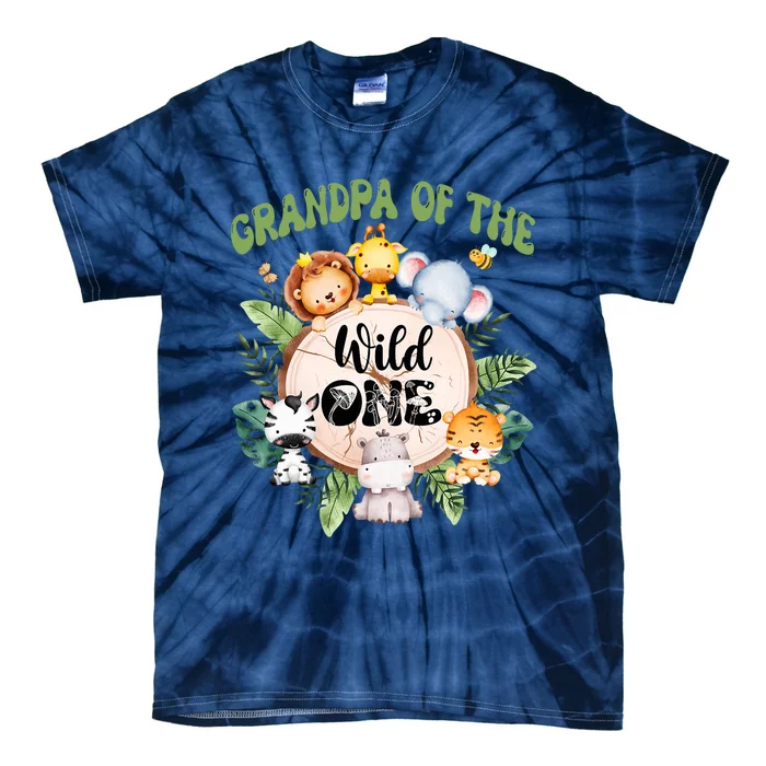 Grandpa Of The Wild One 1st Birthday Safari Family Matching Tie-Dye T-Shirt