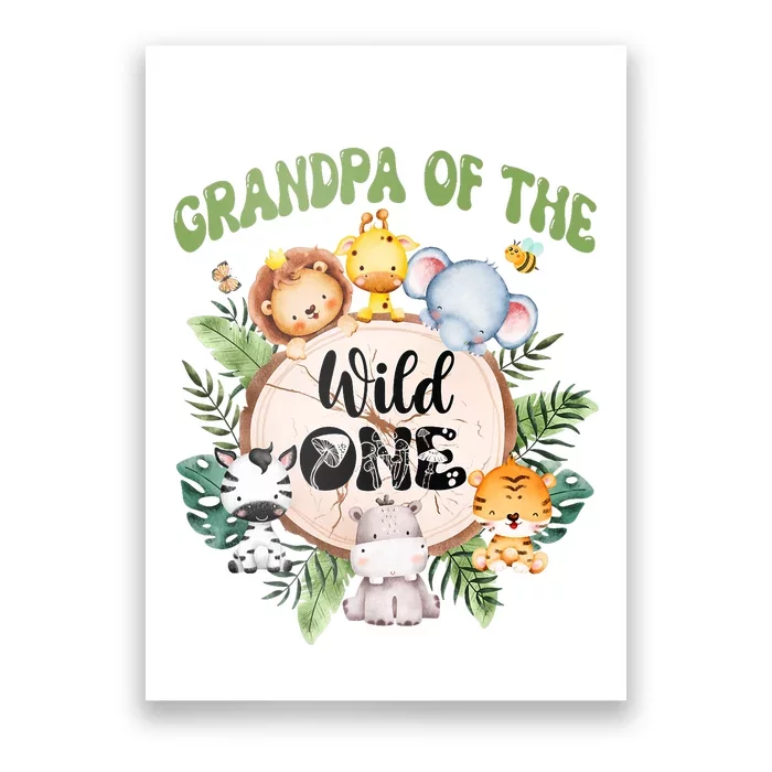 Grandpa Of The Wild One 1st Birthday Safari Family Matching Poster