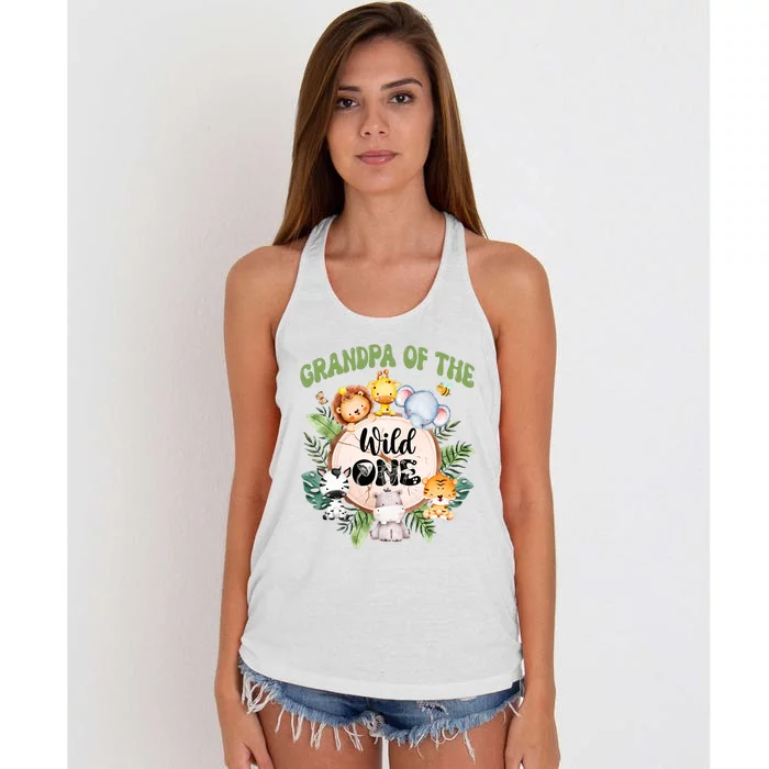 Grandpa Of The Wild One 1st Birthday Safari Family Matching Women's Knotted Racerback Tank