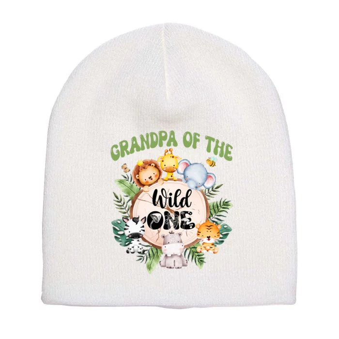 Grandpa Of The Wild One 1st Birthday Safari Family Matching Short Acrylic Beanie