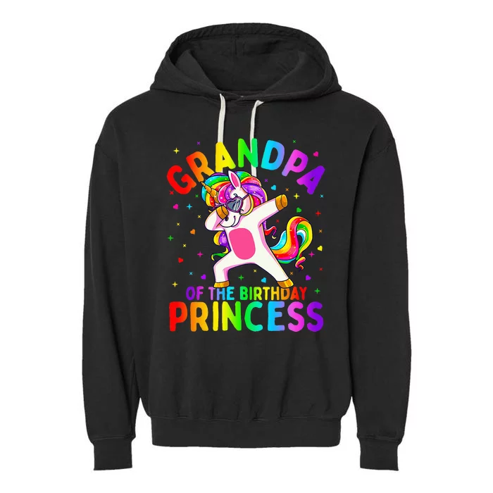 Grandpa of the Birthday Princess Dabbing Unicorn Garment-Dyed Fleece Hoodie