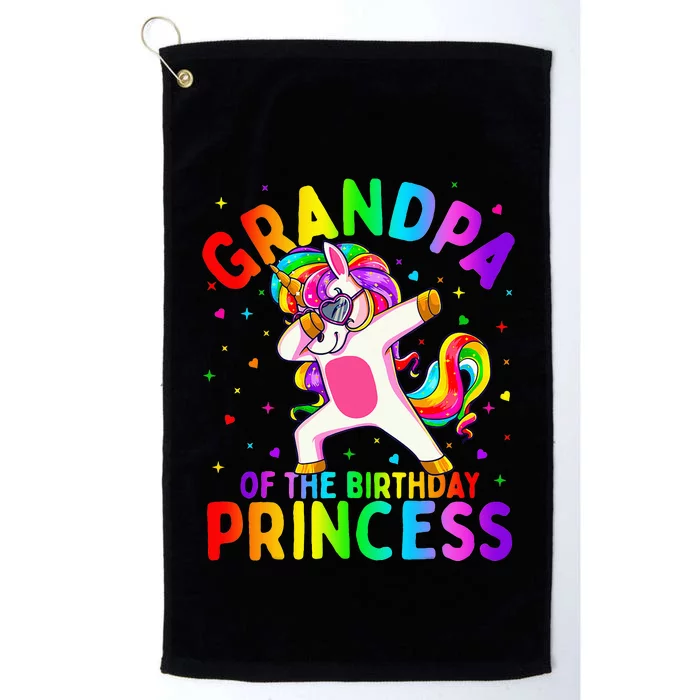 Grandpa of the Birthday Princess Dabbing Unicorn Platinum Collection Golf Towel