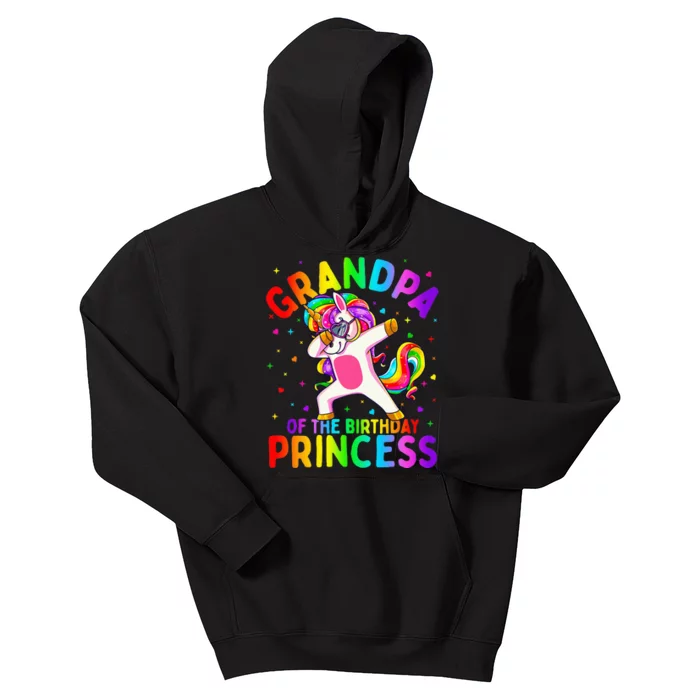 Grandpa of the Birthday Princess Dabbing Unicorn Kids Hoodie