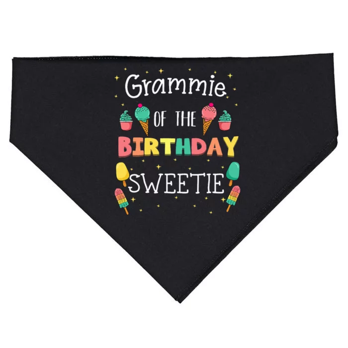 Grammie Of The Birthday Sweetie Ice Cream Bday Party Grandma USA-Made Doggie Bandana