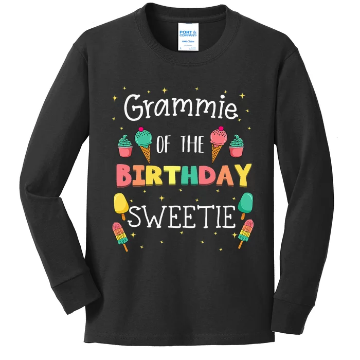 Grammie Of The Birthday Sweetie Ice Cream Bday Party Grandma Kids Long Sleeve Shirt