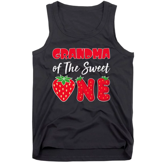 Grandma Of The Sweet One Strawberry First Birthday Family Tank Top