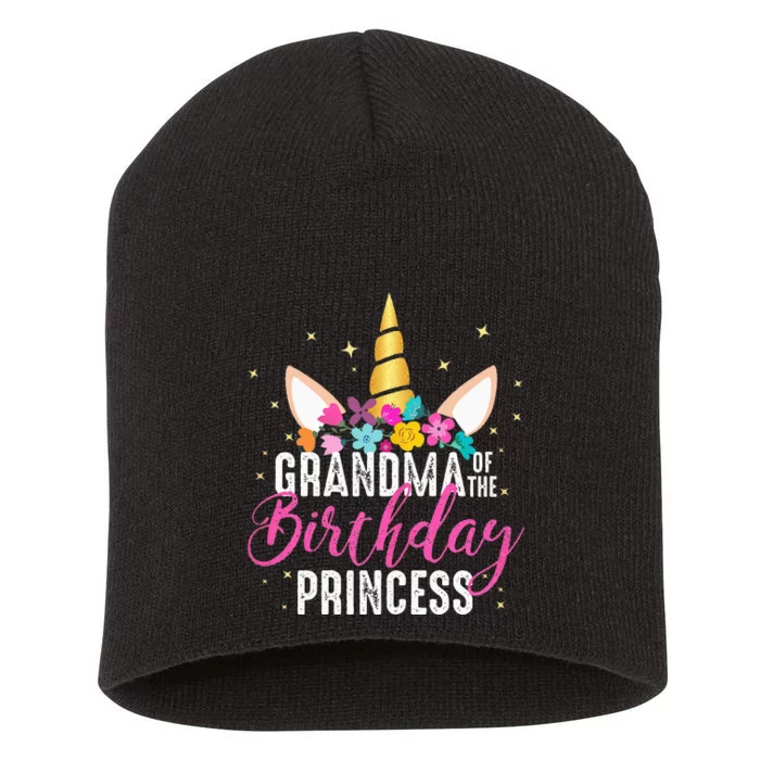 Grandma Of The Birthday Princess Gifts Unicorn Birthday Short Acrylic Beanie