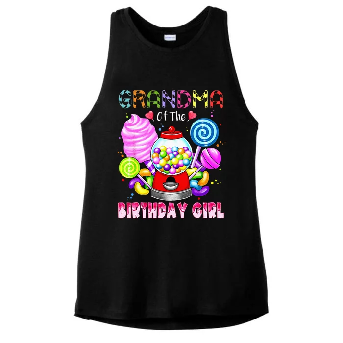 Grandma Of The Birthday Girl Candyland Candy Birthday Party Ladies Tri-Blend Wicking Tank