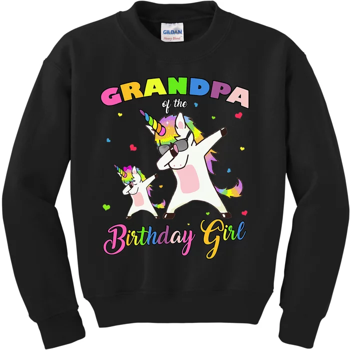 Grandpa of the Birthday Unicorn Princess Grandfather Kids Sweatshirt