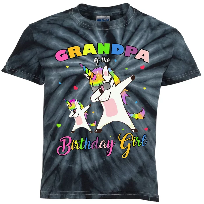 Grandpa of the Birthday Unicorn Princess Grandfather Kids Tie-Dye T-Shirt