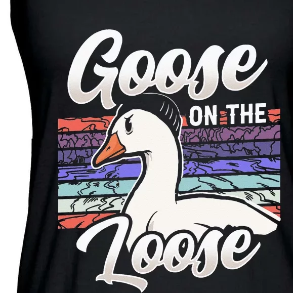 Goose On The Loose Animal Geese Owner Lover Ladies Essential Flowy Tank