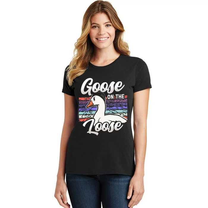 Goose On The Loose Animal Geese Owner Lover Women's T-Shirt