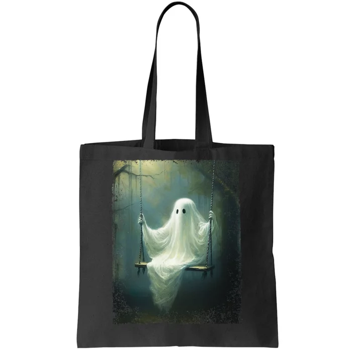 Ghost On The Swing Spooky Gothic Dark Academia Halloween Tote Bag