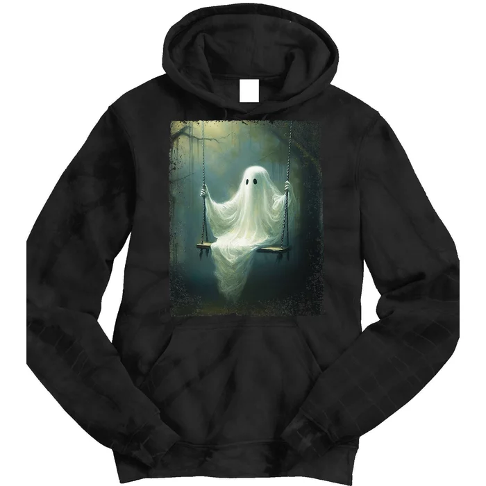 Ghost On The Swing Spooky Gothic Dark Academia Halloween Tie Dye Hoodie