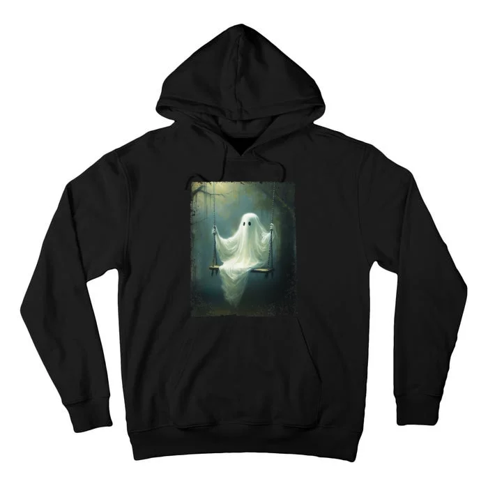 Ghost On The Swing Spooky Gothic Dark Academia Halloween Tall Hoodie