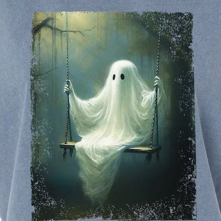 Ghost On The Swing Spooky Gothic Dark Academia Halloween Garment-Dyed Women's Muscle Tee