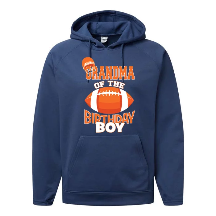 Grandma Of The Birthday American Football Party Gift Performance Fleece Hoodie