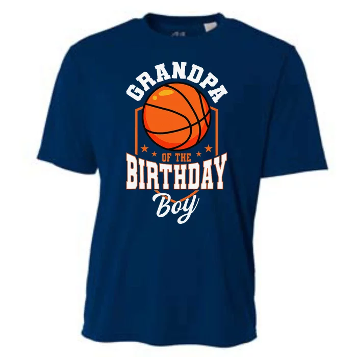 Grandpa Of The Birthday Boy Basketball Theme Bday Party Cooling Performance Crew T-Shirt