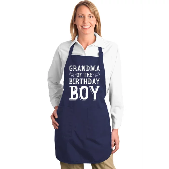 Grandma Of The Birthday Boy Celebration Full-Length Apron With Pocket