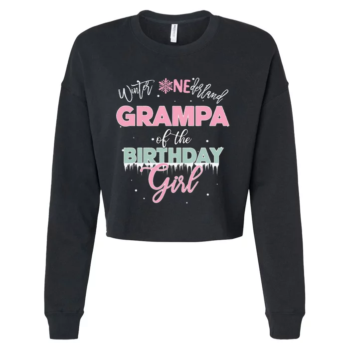 Grampa Of The Birthday Winter Onederland Family Cropped Pullover Crew