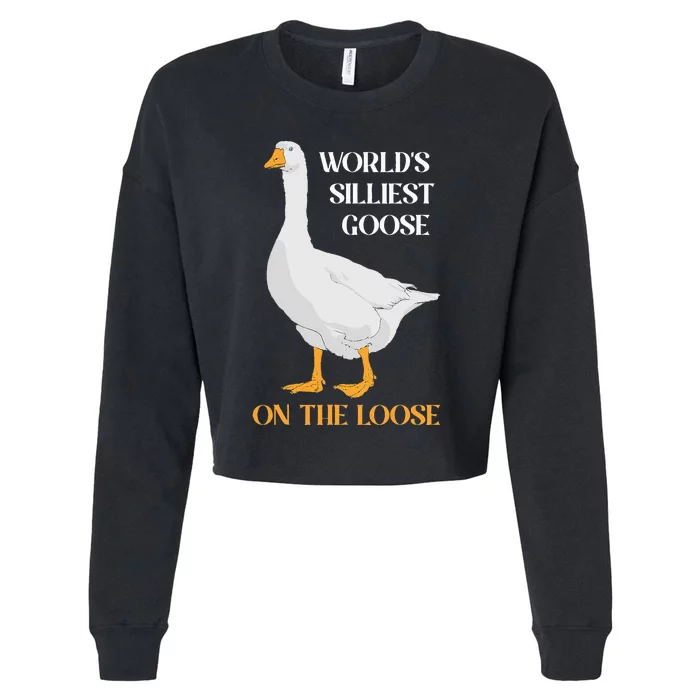 Goose On The Loose WorldS Silliest Cute Children Cropped Pullover Crew