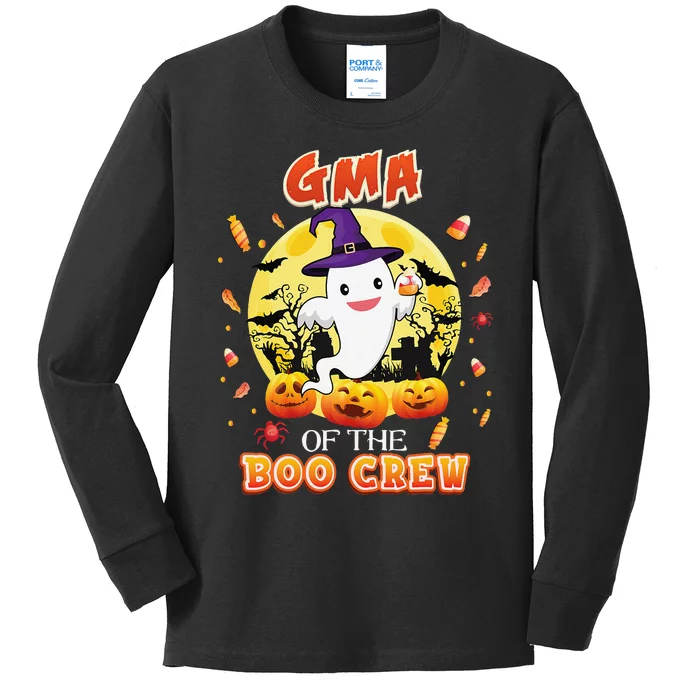 Gma Of The Boo Crew Halloween Cute Ghost Pumpkin Scary Kids Long Sleeve Shirt