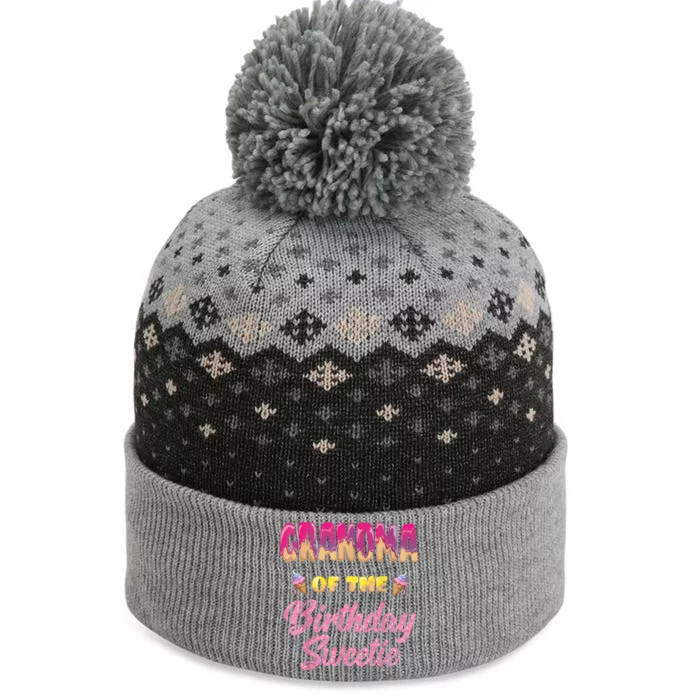 Grandma Of The Birthday Sweetie Ice Cream Birthday The Baniff Cuffed Pom Beanie