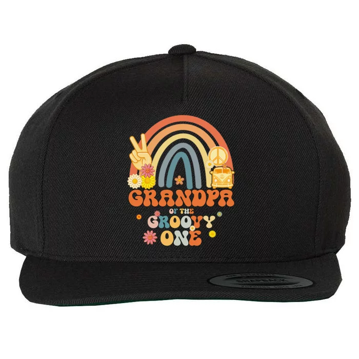 Grandpa of the Groovy One Rainbow Boho Birthday Party Wool Snapback Cap