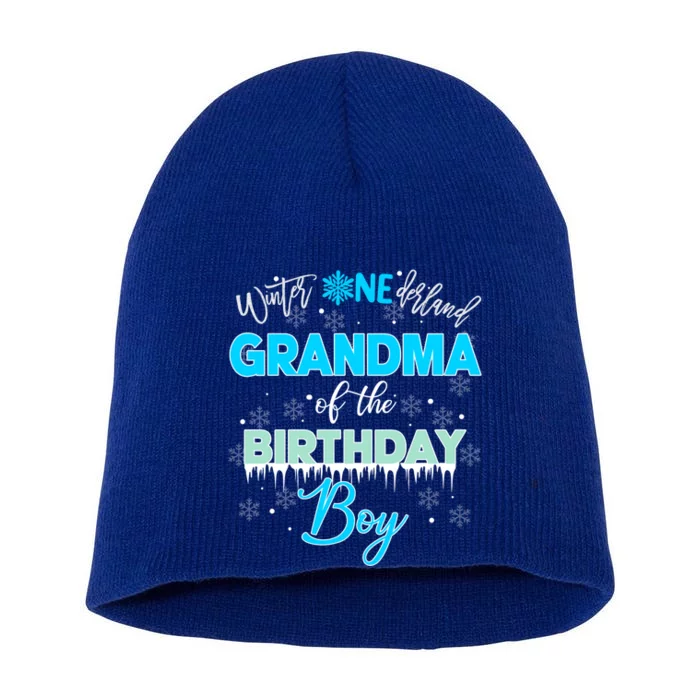 Grandma Of The Birthday Gift Winter Onederland Family Funny Gift Short Acrylic Beanie