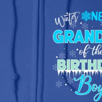 Grandma Of The Birthday Gift Winter Onederland Family Funny Gift Full Zip Hoodie