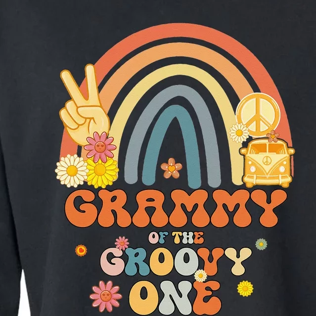 Grammy of the Groovy One Rainbow Boho Birthday Party Cropped Pullover Crew