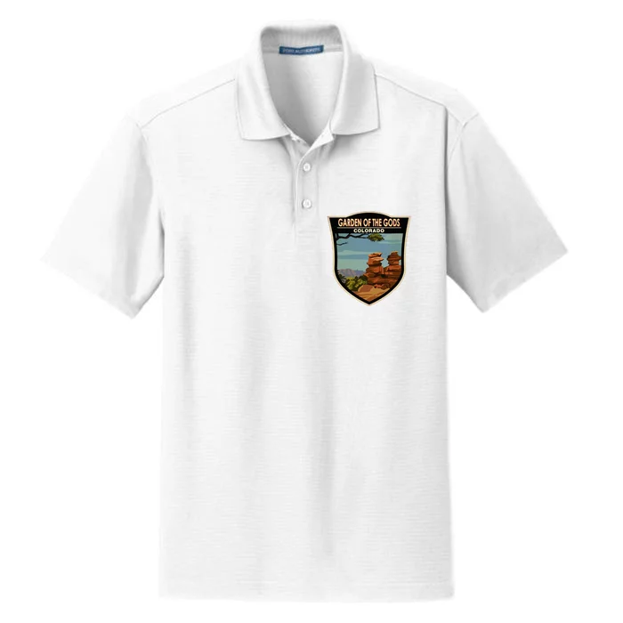 Garden Of The Gods Colorado Landmark Badge Dry Zone Grid Performance Polo