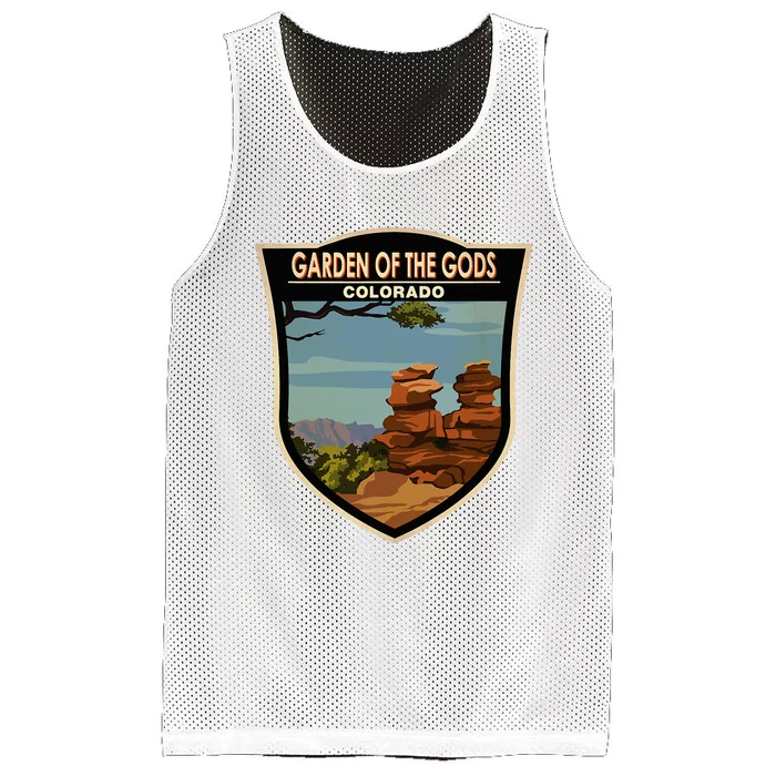 Garden Of The Gods Colorado Landmark Badge Mesh Reversible Basketball Jersey Tank