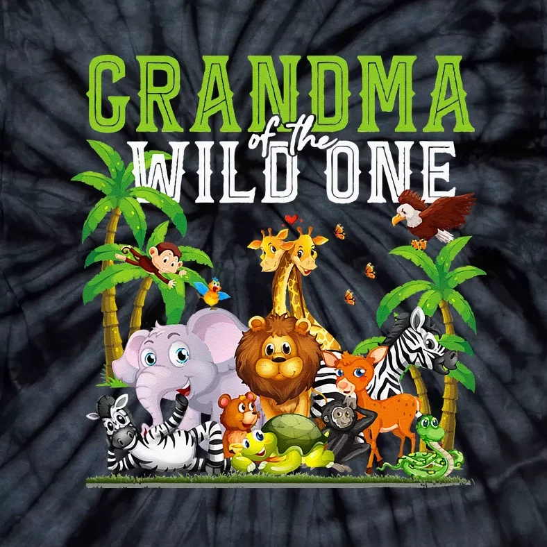 Grandma Of The Wild One Zoo Birthday Safari Jungle Animal Tie-Dye T-Shirt