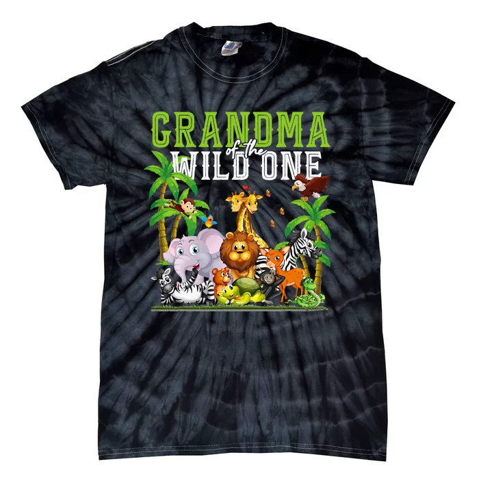 Grandma Of The Wild One Zoo Birthday Safari Jungle Animal Tie-Dye T-Shirt